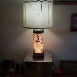 Beautiful Vintage Hand Painted Lamp With Bronze Base