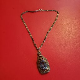 Fake Blue Topaz Sterling Silver Necklace
