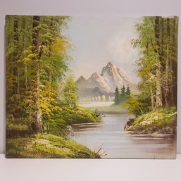Oil Painting On Canvas 'mountain Landscape With Lake'