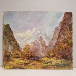American Impressionist Oil Painting On Canvas 'mountain Landscape'
