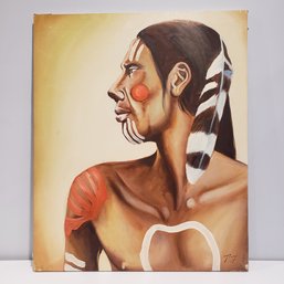 Oil Painting On Canvas ' Portrait Of Indigenous Man'
