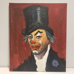 Oil Painting On Canvas 'portrait Of Clown In Suit'