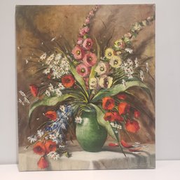 Oil Painting On Canvas 'still Life Flowers In Vase'