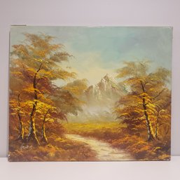 Oil Painting On Canvas 'forest Landscape With Mountains'