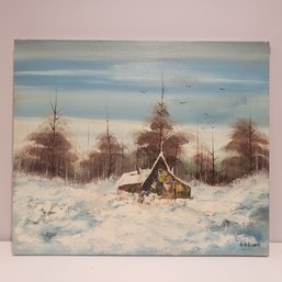 Oil Painting On Canvas ' Winter Cabin'