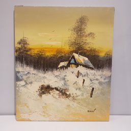 Oil Painting On Canvas 'winter Sunset Scene'