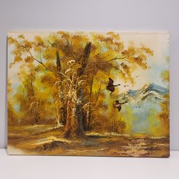 Oil Painting On Canvas 'forest Landscape Flying Ducks'