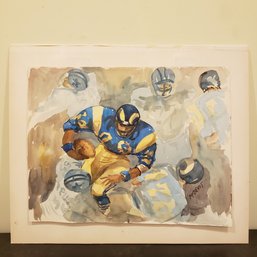 Football Watercolor Signed McDevit