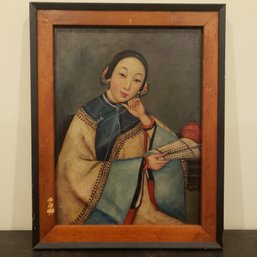 Vintage Oil Painting On Wood 'portrait Of Woman'