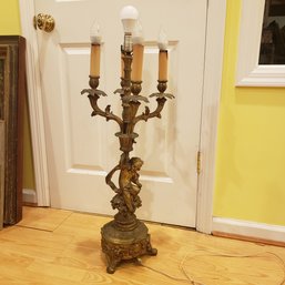 Antique Bronze Lamp Decorative Cherub Base