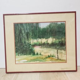 Framed Watercolor ' Swamp Scene'