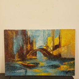 Oil Painting On Canvas Cityscape Bridge With River