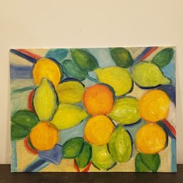 Vtg Oil Painting On Board  'fruits'
