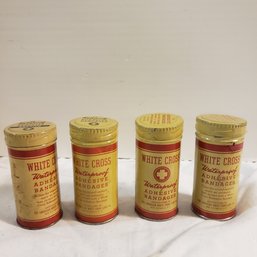 Set Of Antique White Cross Bandage Containers