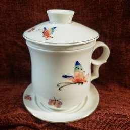 Teavana Fine Porcelain China Teapot With Saucer