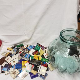 Large Collection Of Vintage Matches In Glass Jug