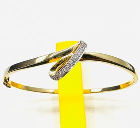 Nature Diamond 14KT Yellow Gold Bangle Bracelet