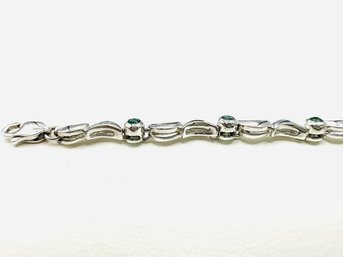 General Emerald Bezel Bracelet In 14KT White Gold