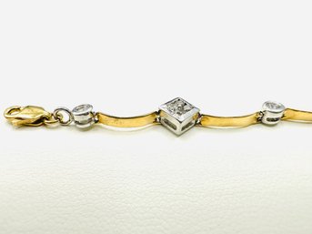 14KT Two Tone Gold With Natural Diamond Bracelet