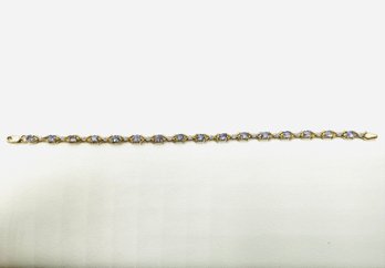 Natural Diamond & Tanzanite Bracelet In 14KT Yellow Gold