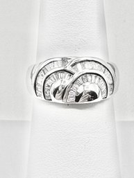 Natural Baguette Diamond Fancy Ring In 18KT WG Size 6.5