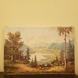 Vintage Impressionist Oil On Canvas Landscape