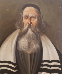 Vintage Impressionism  Oil On Canvas 'Judaica Portrait '