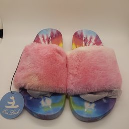 Rainbow Fur Slippers Size 9