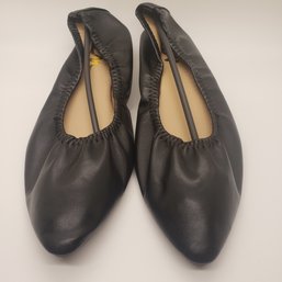 Womens Slip On Casual Shoes Black Faux Leather Size 8