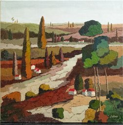 American Post Impressionist Original Oil On Canvas 'Country Landscape'