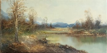 American Impressionist Original Oil On Canvas 'River Landscape'