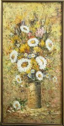 Large Impressionist Still Life Oil On Canvas Painting 'Flowers In Vase'