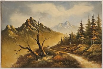Vintage Impressionist Oil On Canvas 'Mountain Trail Landscape'