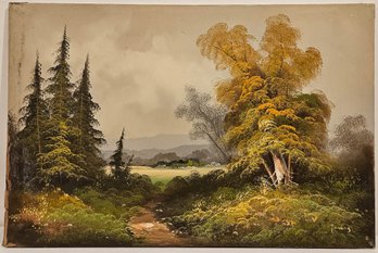 Vintage Impressionist Oil On Canvas 'Dark Forest Scene'