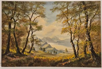 Vintage Impressionist Oil On Canvas 'Mountain Landscape'