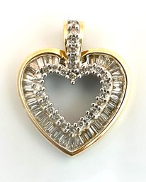 14K Yellow Gold With Natural Diamonds Heart Pendant