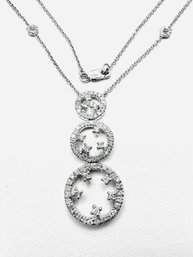 14K White Gold With Natural Diamonds Necklace 19' Long