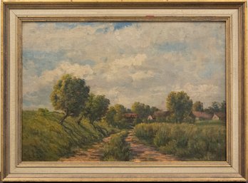 Antique Landscape Original Oil Painting Signed Lathrop