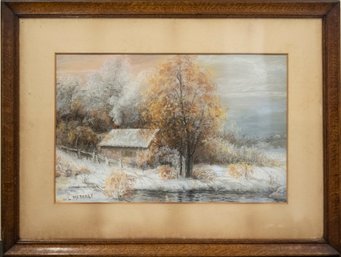 Antique Landscape Original Pastel On Paper Signed W L Metcalf