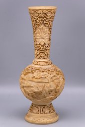 Intricate Antique Hand Carved Bone Vase
