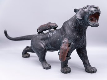 Antique Metal Tiger Sculpture