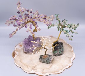 Set Of 3 Gem Stone Trees