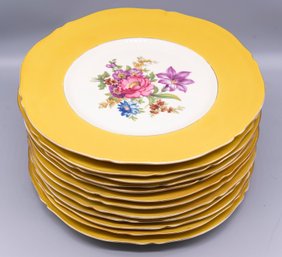 Set Of 12 Porcelain Floral Plates