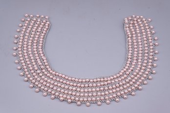 Custom Crochet Pink Pearl Necklace