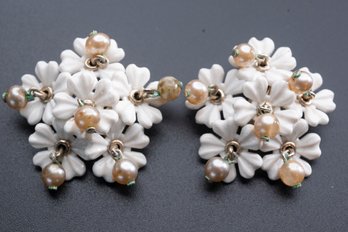 Pair Of Large Pearl And Resin Earrings