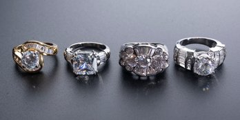 4 Sterling Silver Cubic Zirconia Rings