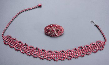 Garnet Brooch And Necklace