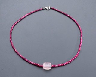 Ruby Necklace With Rose Quartz