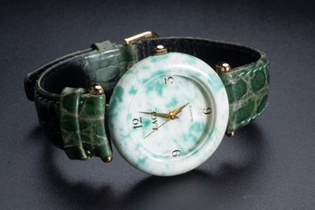 Jade Watch With Leather Band