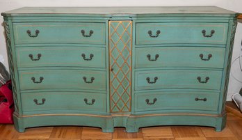 Antique Mahogany Painted Teal Dresser